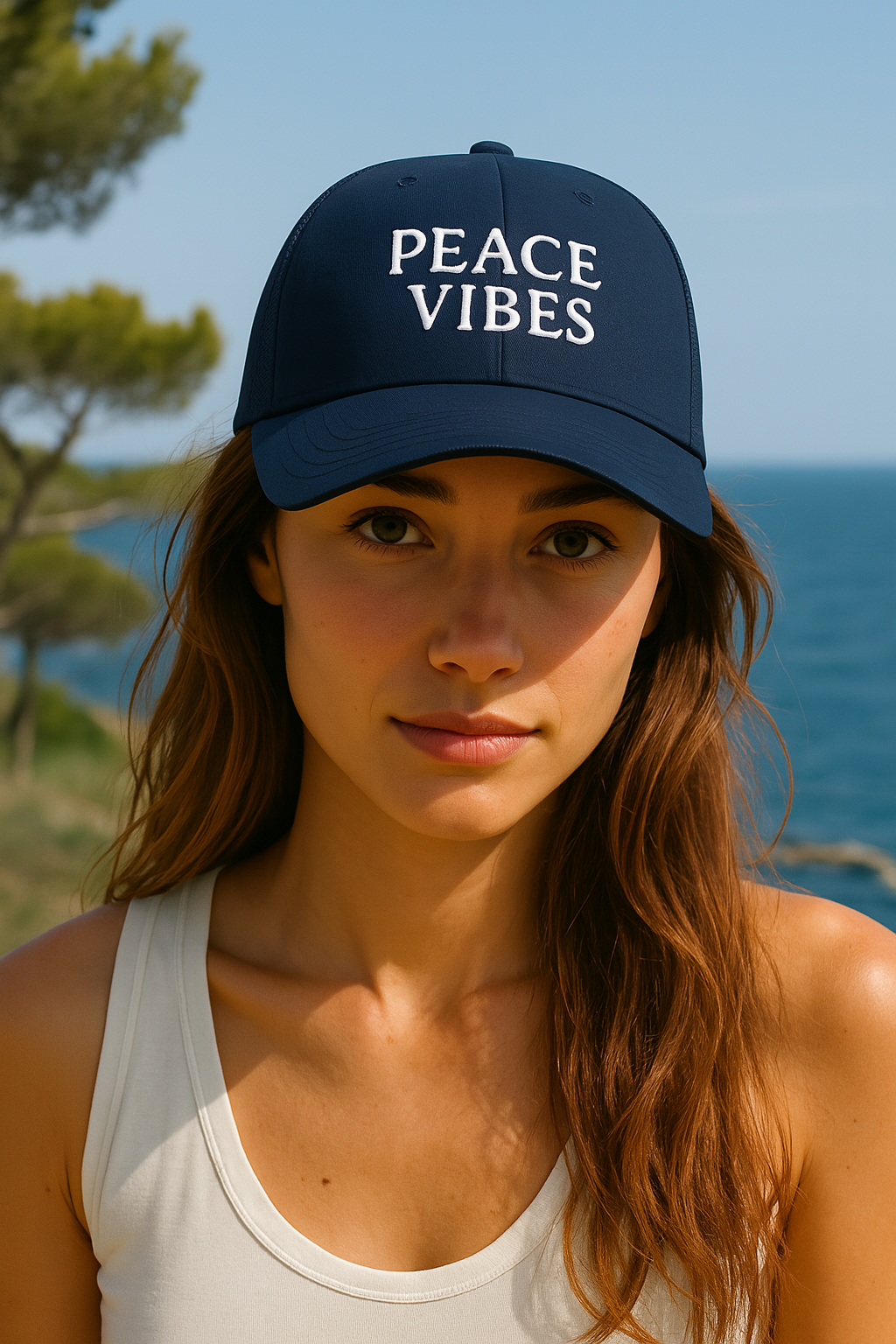 PEACE VIBES - Casquette Trucker brodée